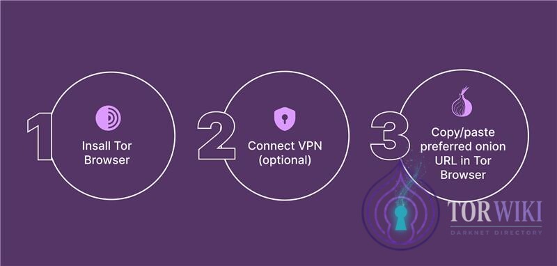 Three steps to access the dark web infographic