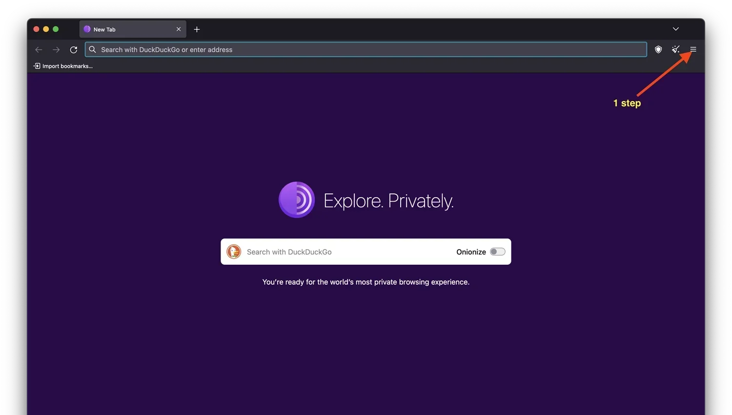 Tor Browser initial configuration screen